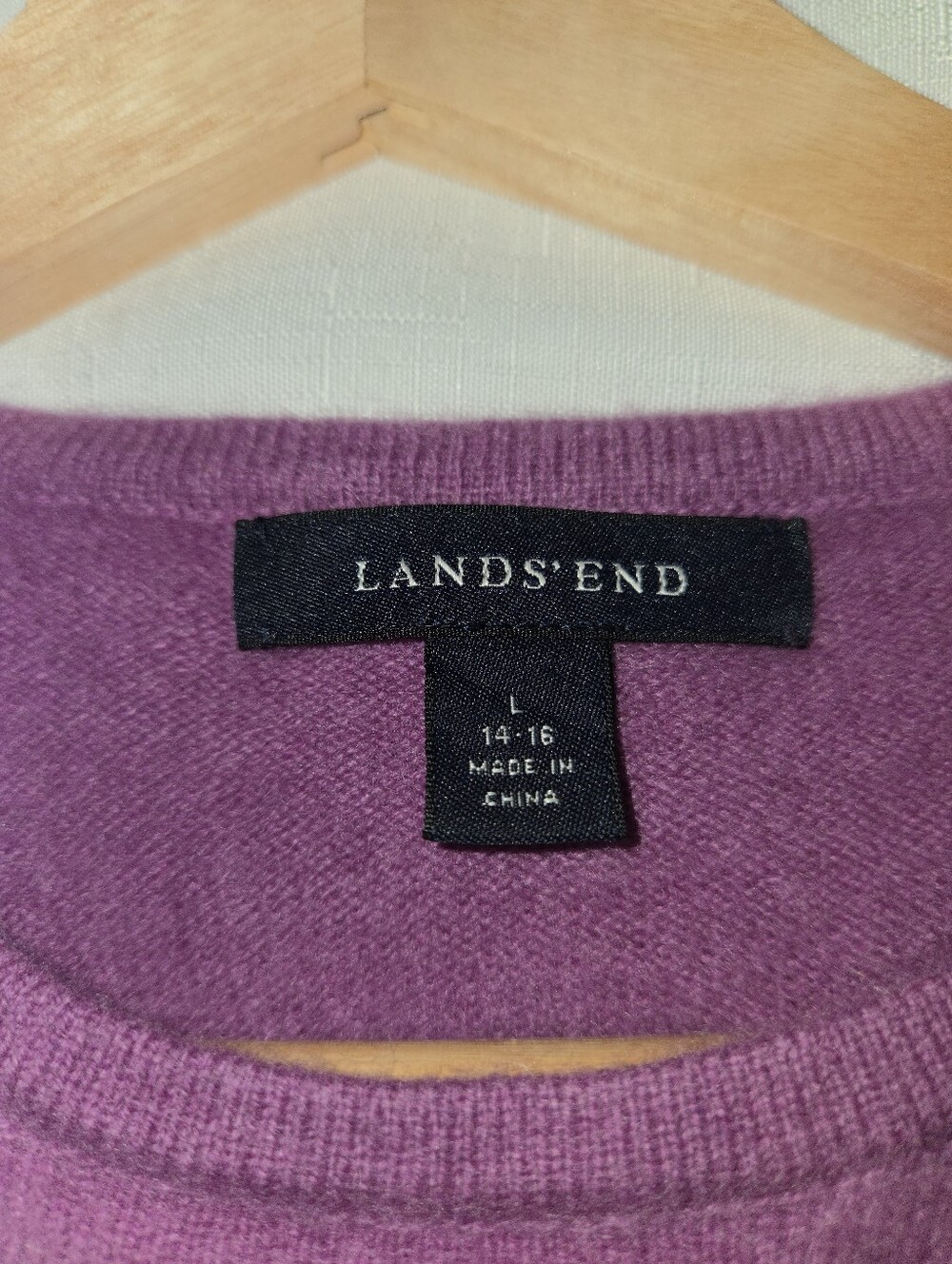 100% Cashmere Orchid Purple Crewneck Sweater L 14-16 Quiet Luxury Lands End Prep - Picture 2 of 10